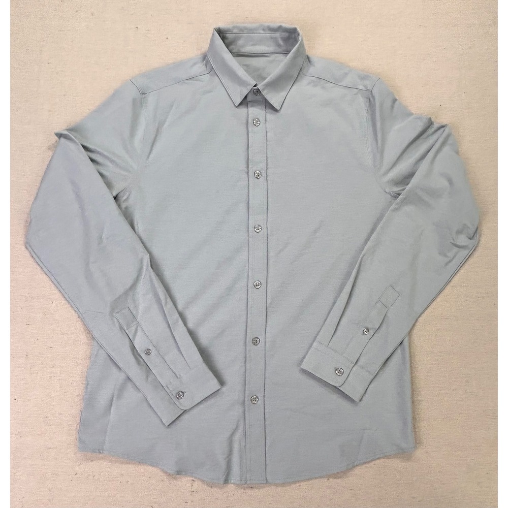 Vuori Mens Medium Long Sleeve Button Down Performance Shirt Light Grey V1002